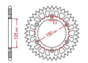 Rear sprocket Alu TT Esjot Couleur